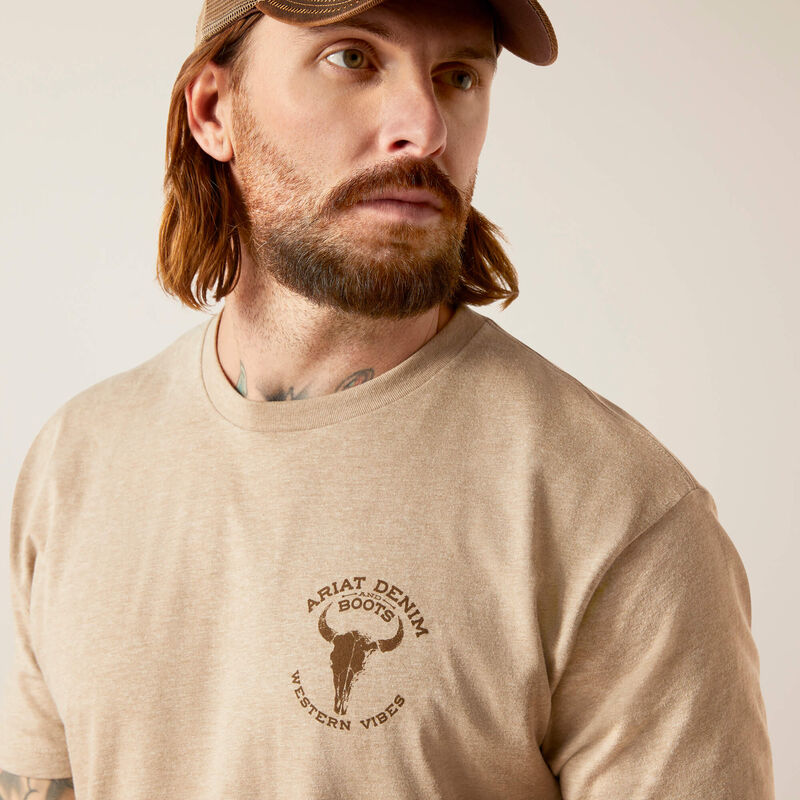 Men's Ariat Bison Skull T-Shirt | 10047613