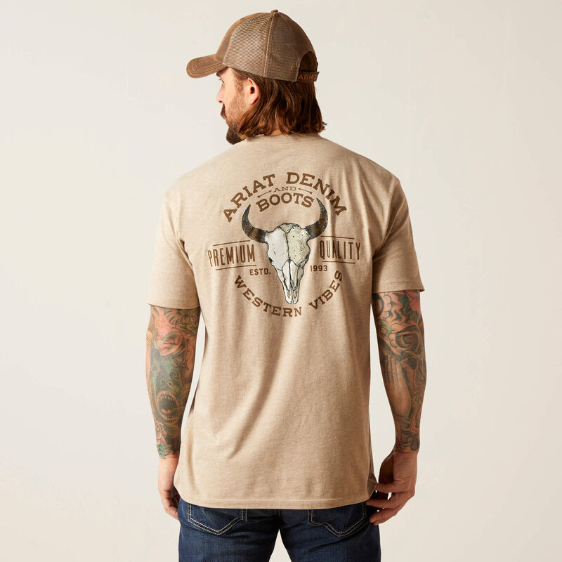 Men's Ariat Bison Skull T-Shirt | 10047613