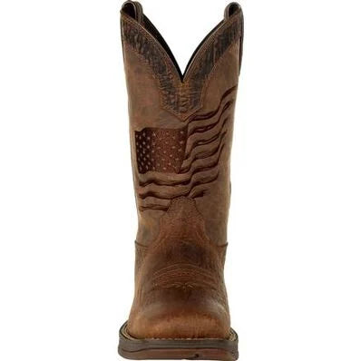 REBEL™ BY DURANGO® BROWN DISTRESSED FLAG EMBROIDERY WESTERN BOOT | Ddb0314