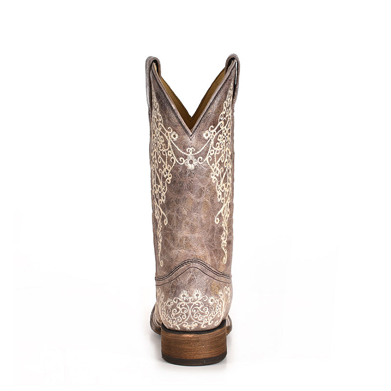 A2663 | Women's Crater Brown Embroidered Square Toe