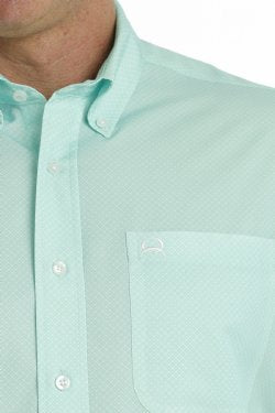 Cinch - Men's Geometric ArenaFlex Button Down Shirt - Mint | Mtw1704129
