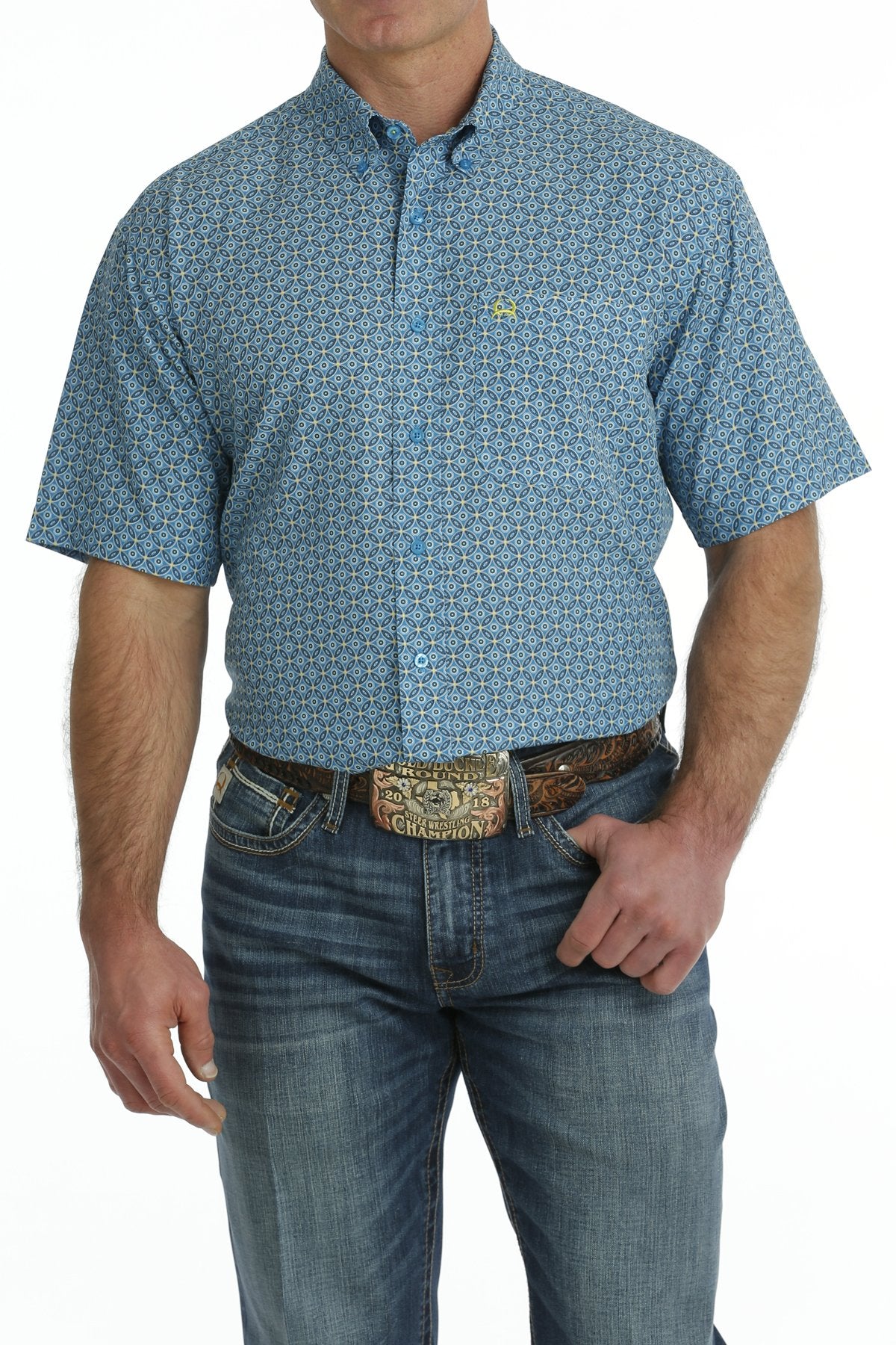 Cinch - Men's Geometric Print ArenaFlex Button Down | Mtw1704131